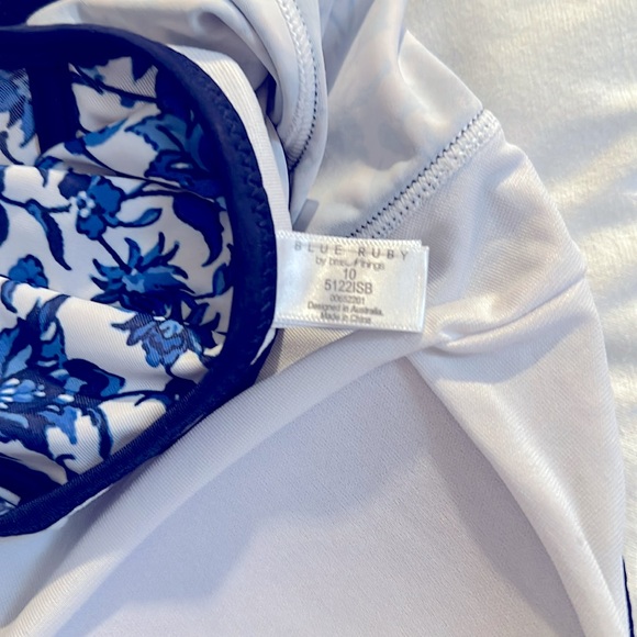 Floral Blue and White One Piece Blue Ruby Swimsuit - Picture 16 of 16
